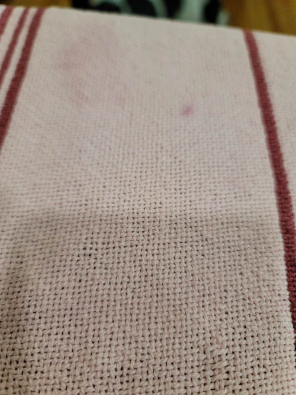 Vintage crimson & cream woven cotton throw blanket cottagecore Houses And Hearts